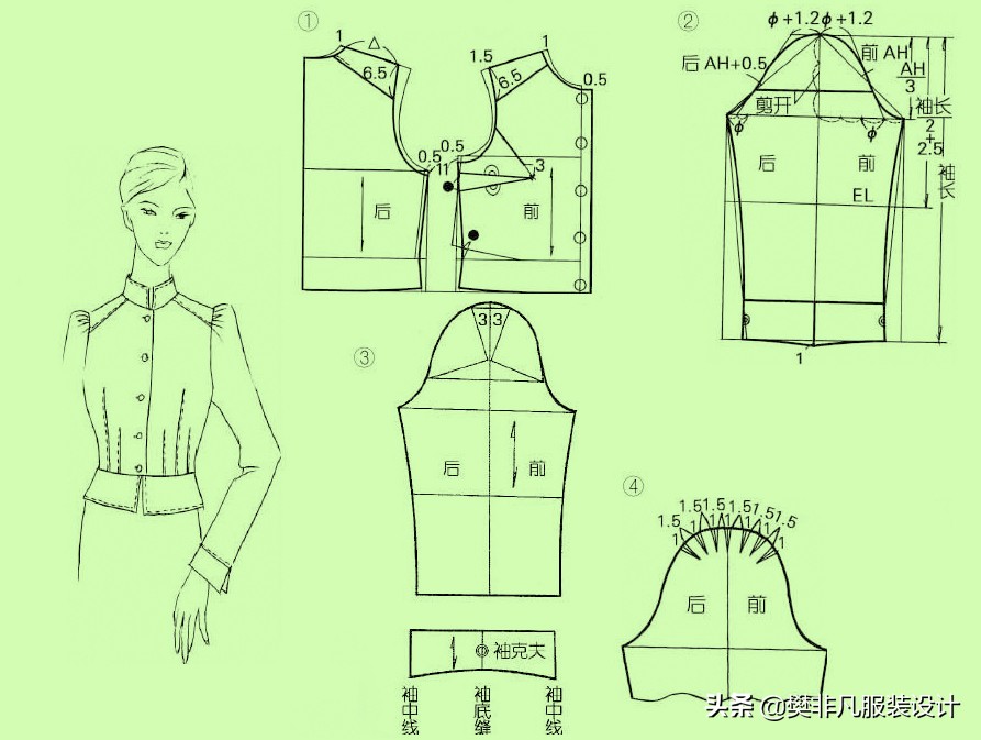 服装裁剪袖子弧线原理,泡泡袖袖子裁剪教程短视频