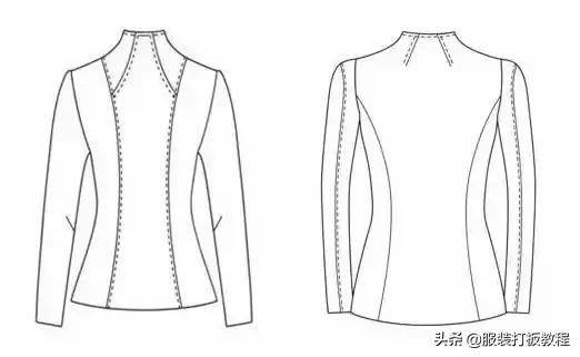 连身立领裁剪教程图,女外套领子纸样画法和裁剪方法