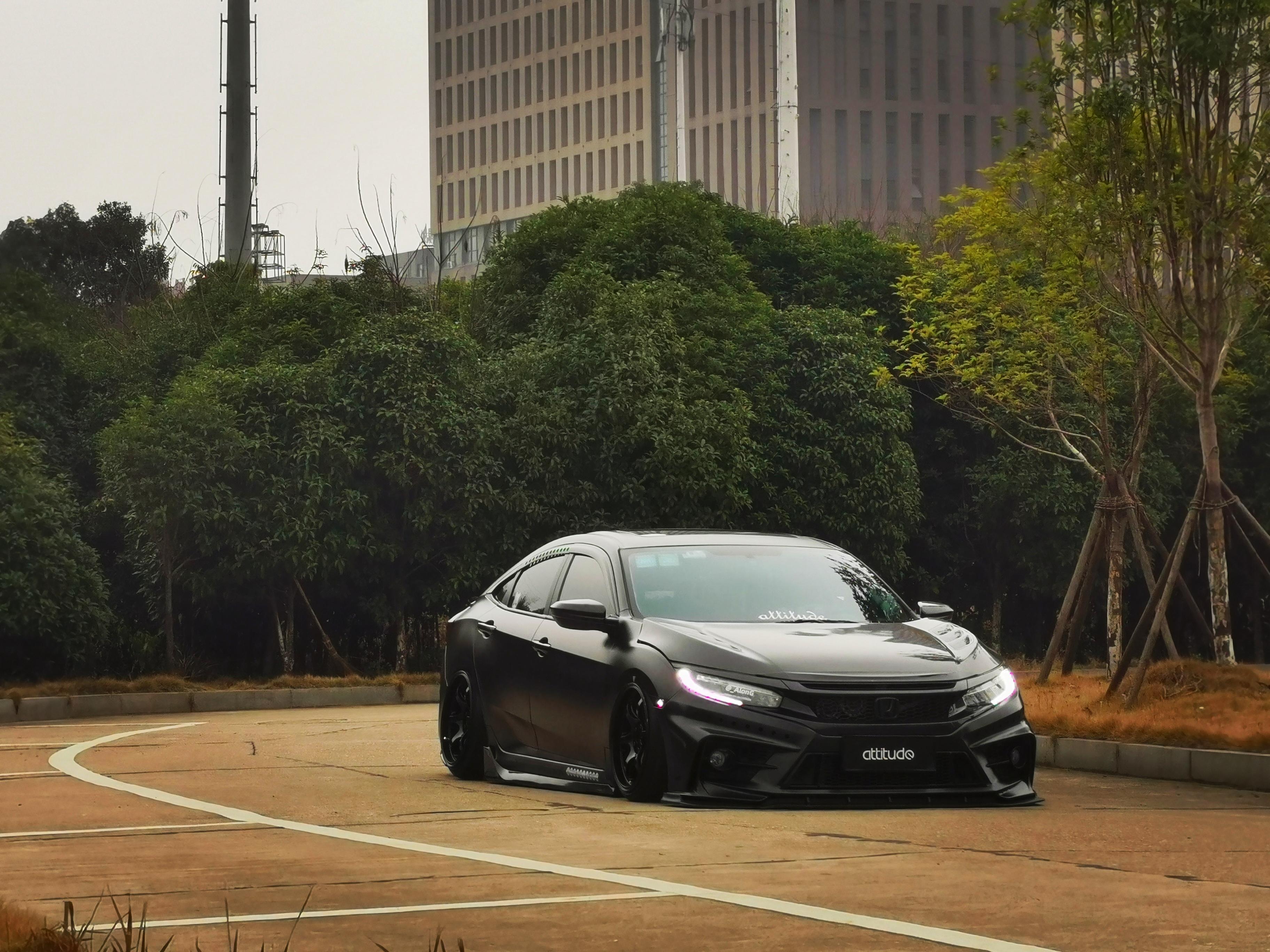 十代思域外观黑白改装方案,十代思域全黑改装