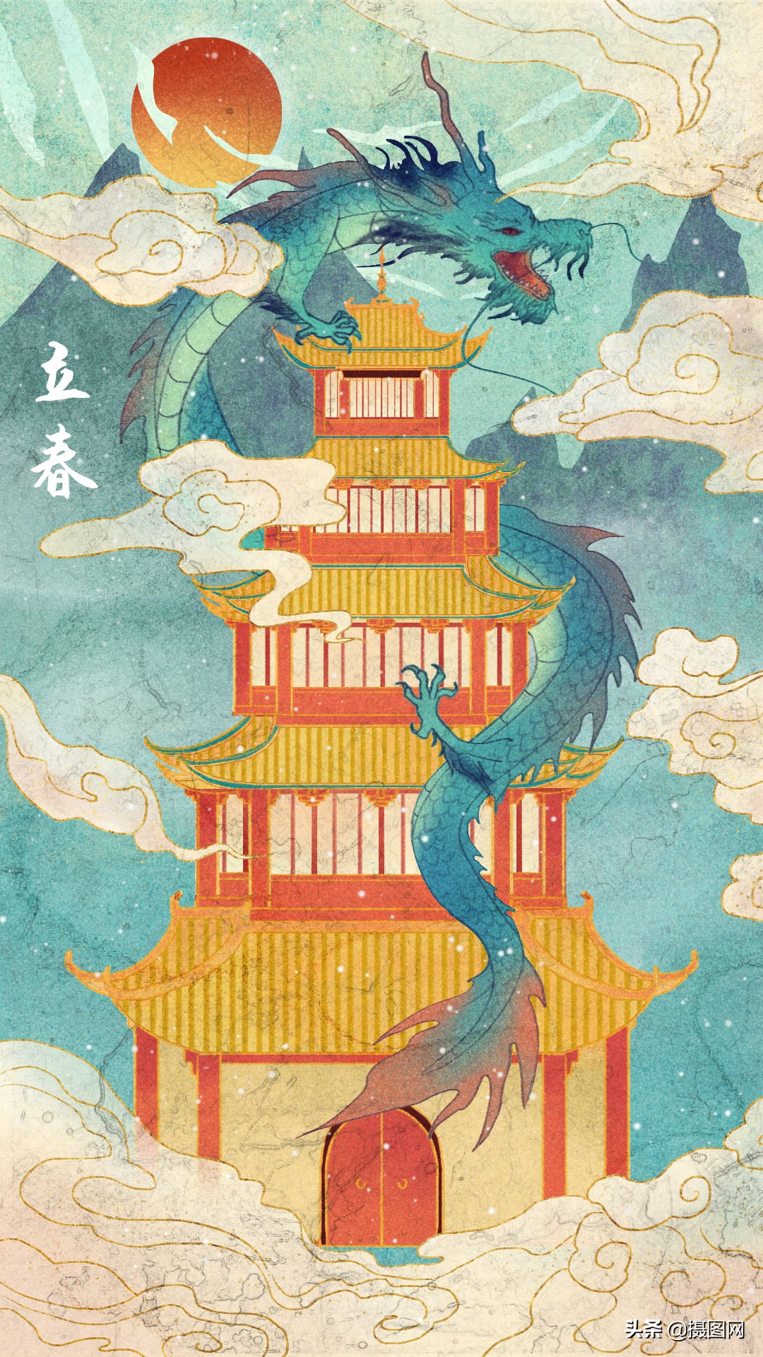国潮插画水彩图集,水彩新国风插画壁纸