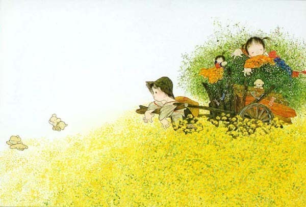 日本童趣主题画,儿童绘画日本艺术