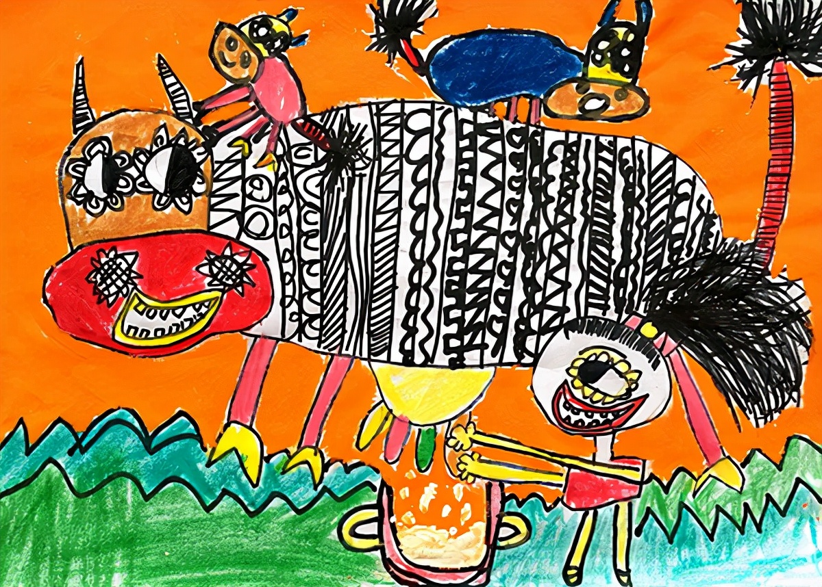 幸福小康美好童年主题儿童画,儿童画记录美好生活