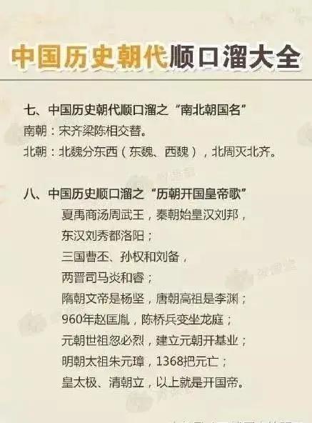 上下五千年朝代顺口溜儿童,中国历史朝代顺口溜快速背诵口诀