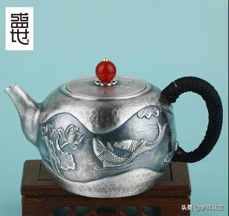 梦祥盛世银酒壶,纯手工高浮雕银壶