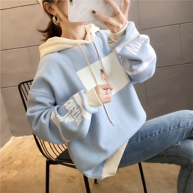 「女装」最新款式宽松加绒连帽卫衣/089654