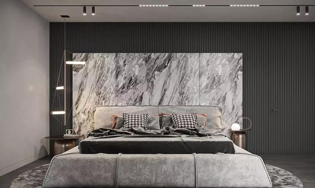 床头背景别刷大白墙,家里刮大白的半墙板床头效果图