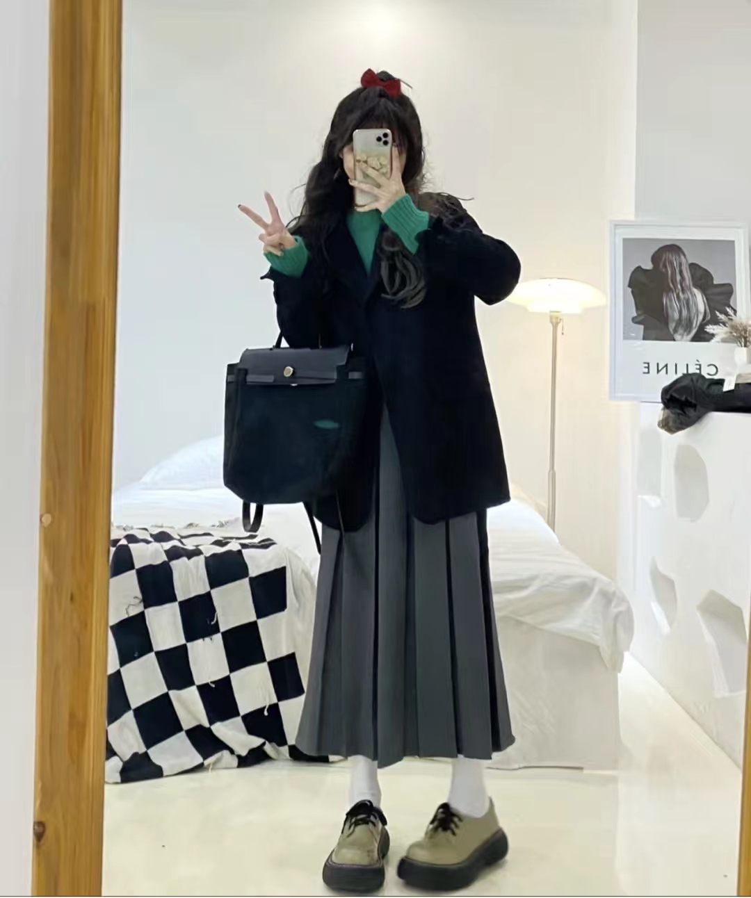 西装长裙搭配西装外套,西装外套配连衣裙气质高级感