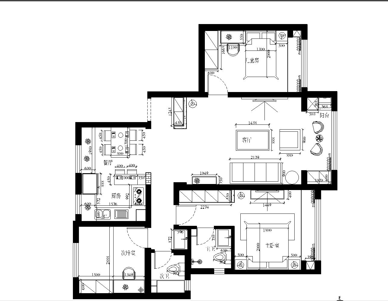 灰色系简约全屋搭配效果图,灰色系简约风格两室一厅装修