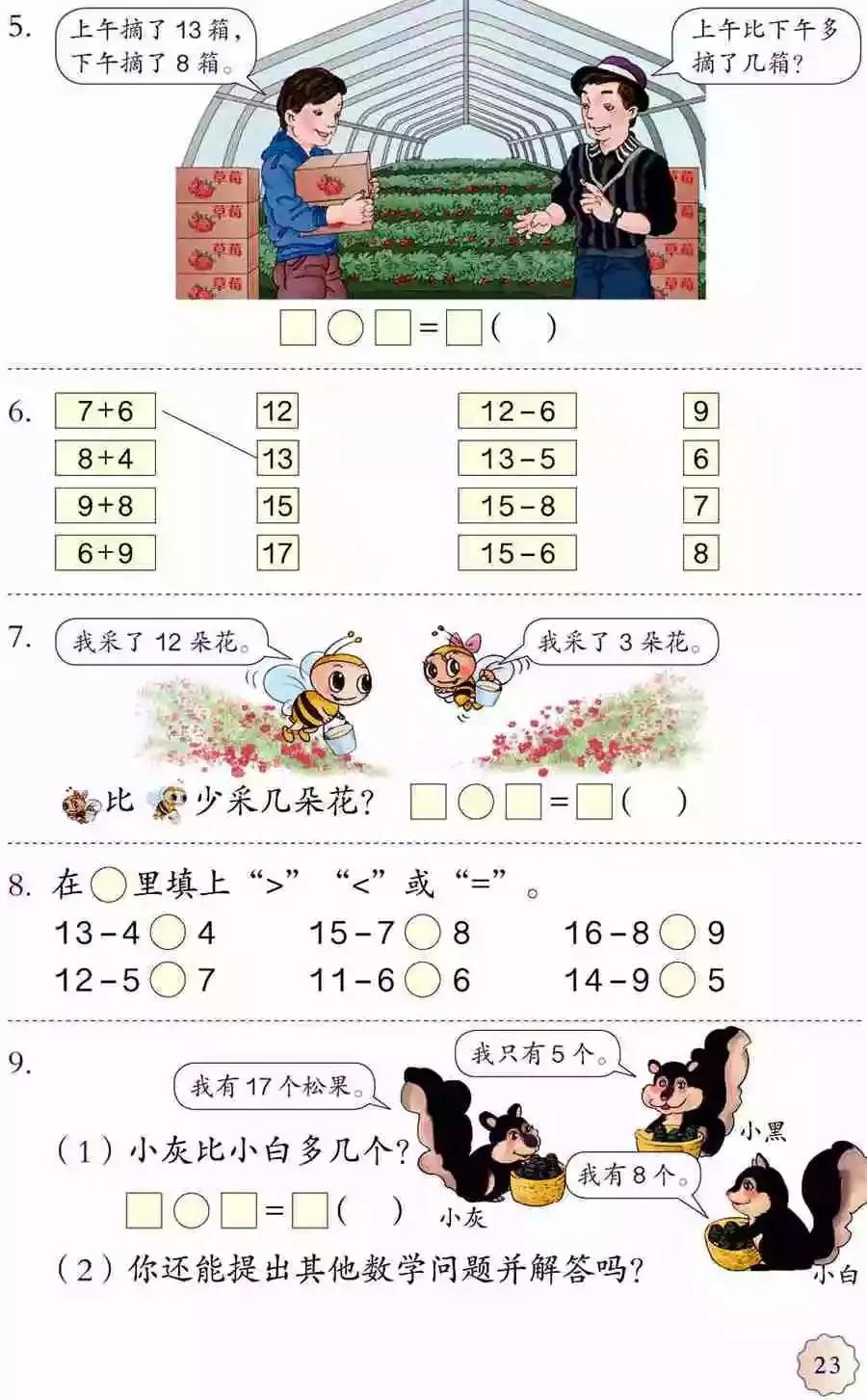 人教版小学数学(一年级下册)课本电子版寒假预习,快收藏
