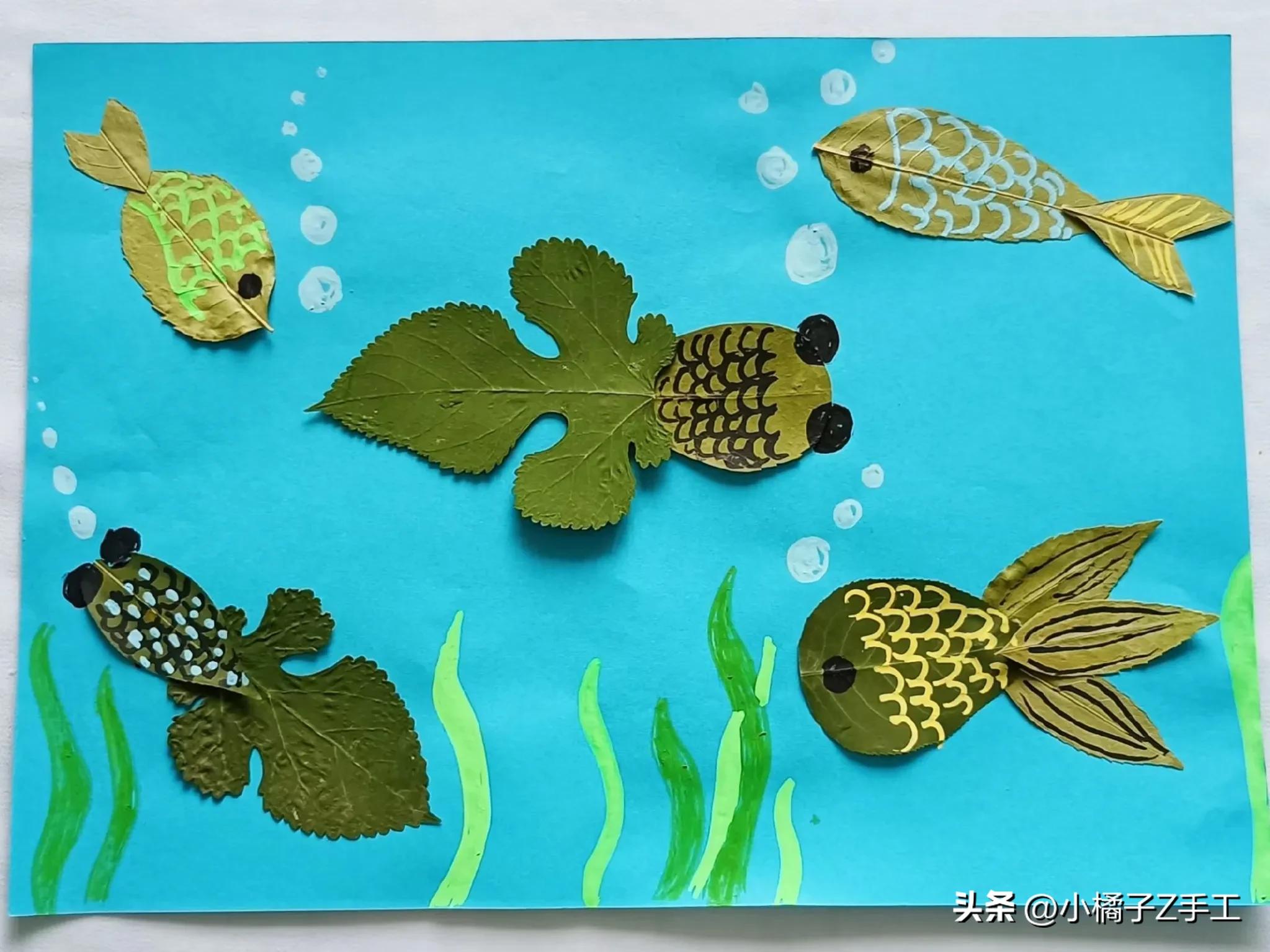 独特创意的儿童手工树叶拼贴画,树叶拼贴画创意作品手工六年级