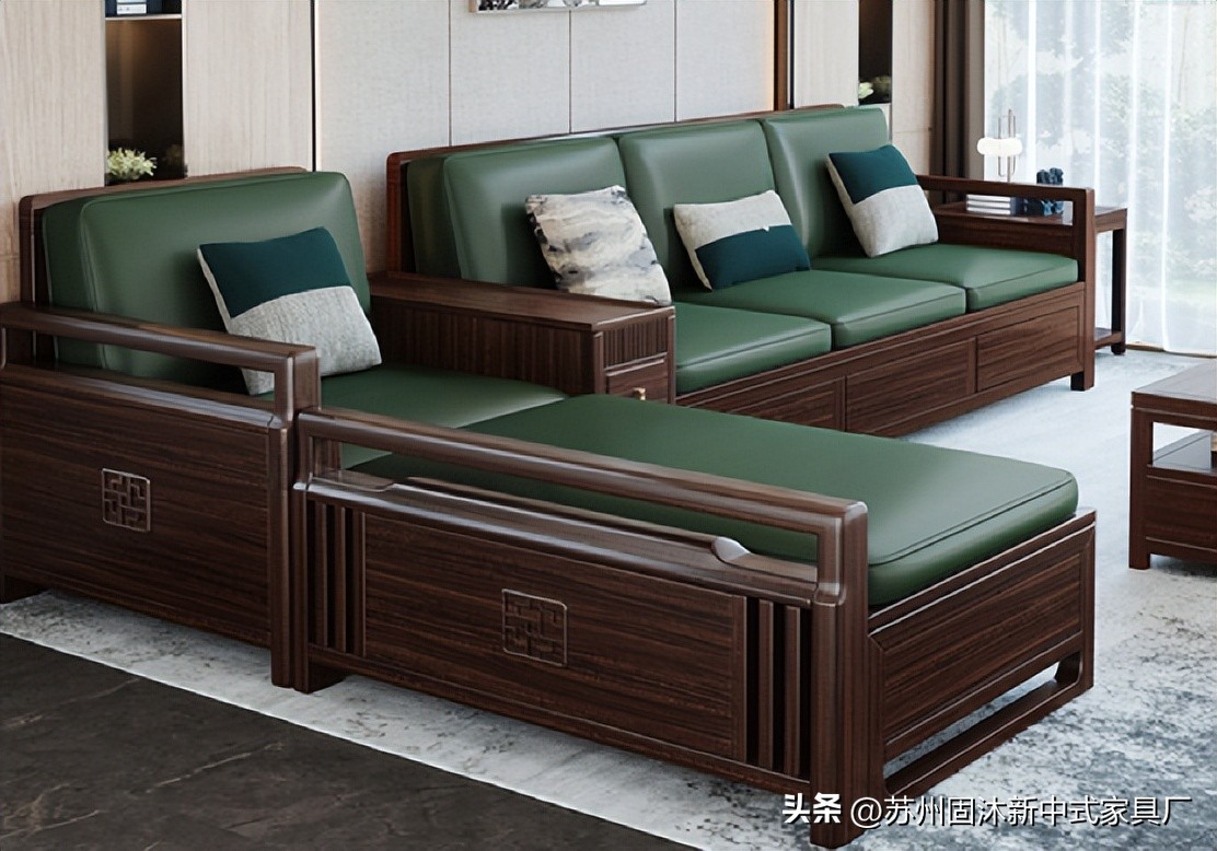 江苏简约新中式实木沙发,实木沙发小户型中式家具