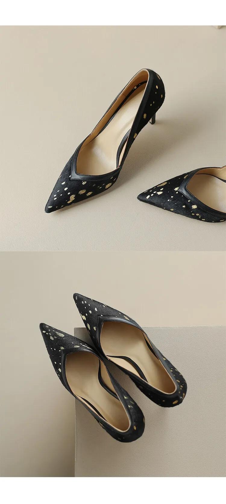 马毛豹纹高跟鞋,马海毛黑色高跟鞋