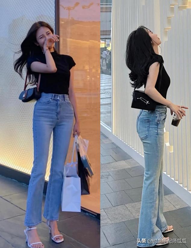 马蹄裤时髦穿搭,小个子短粗腿适合穿马蹄裤吗