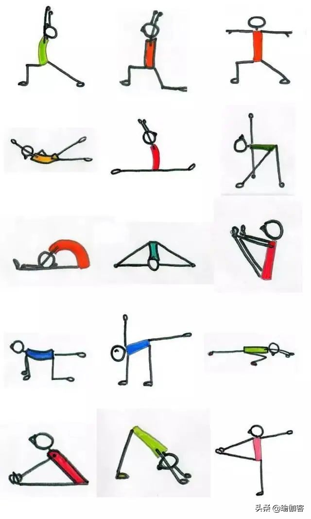 基础哈他瑜伽排课体式小人图,瑜伽体式小人图全套