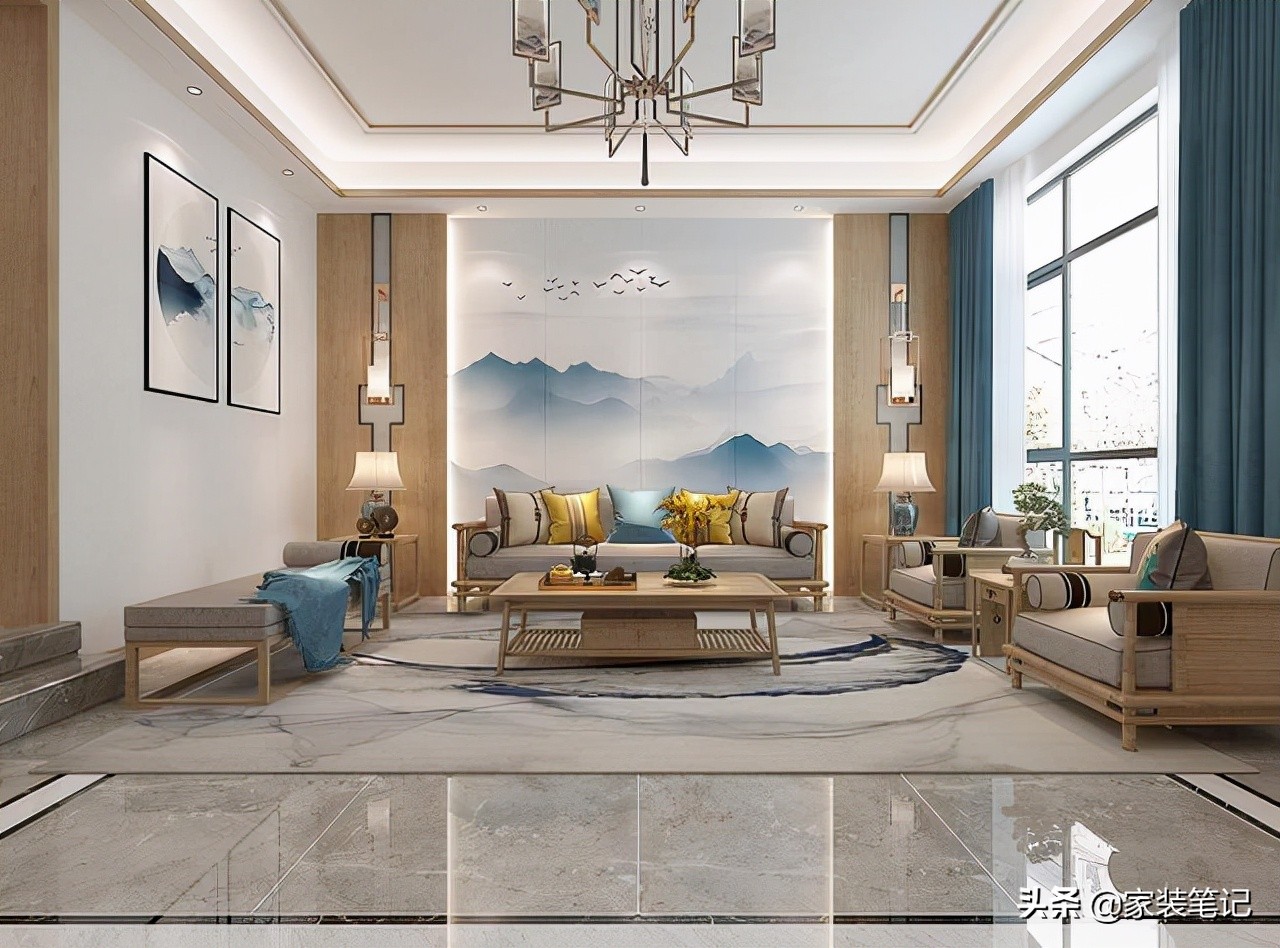 十大经典客厅设计,中式客厅吊顶效果图大全2021款