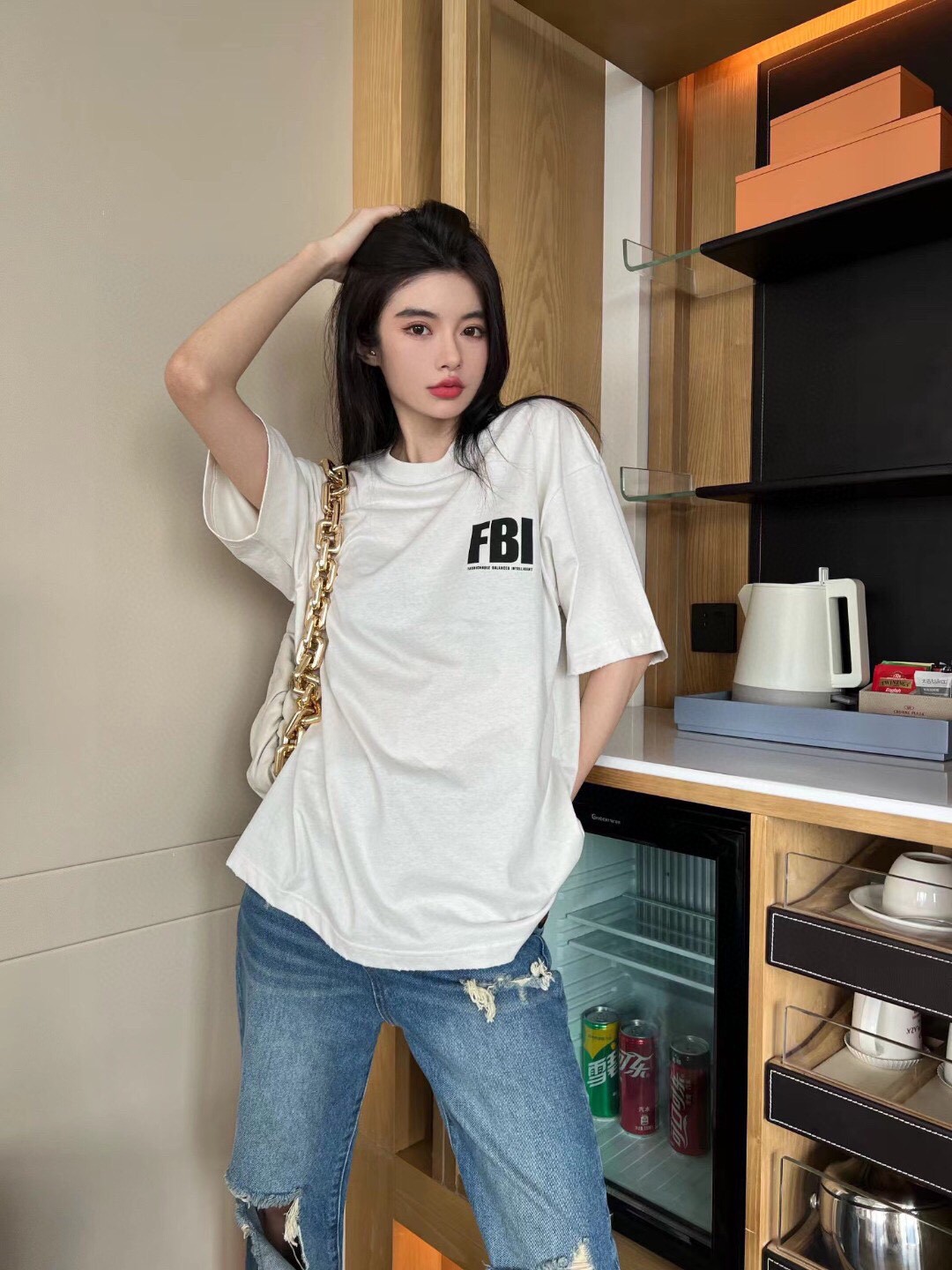 巴黎世家杏色短袖穿搭,巴黎世家fw21麦穗短袖