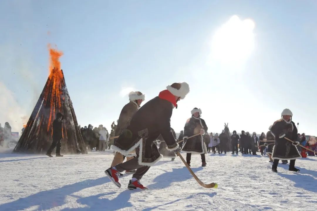 达斡尔打冰火球,呼伦贝尔达斡尔冰钓节