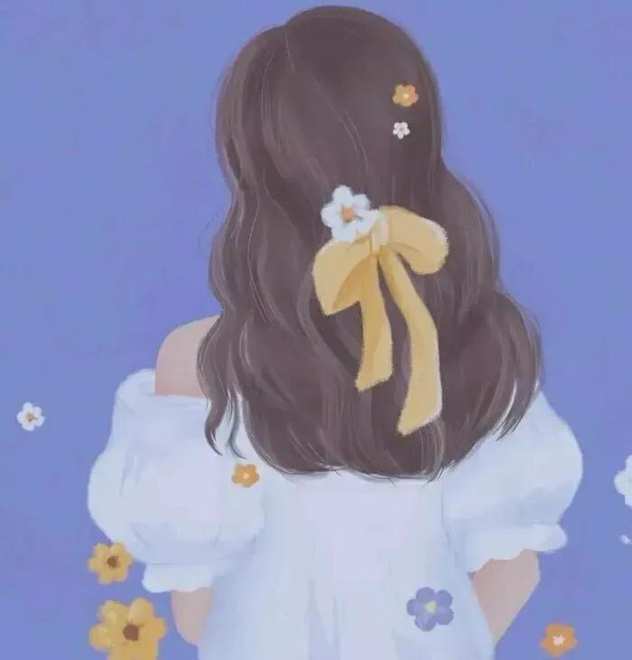 蓝色调动漫女生背影头像,2023头像图片动漫