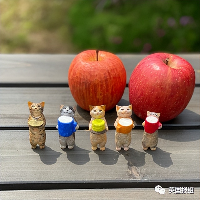 木头雕刻作品猫,手工雕刻木雕小猫