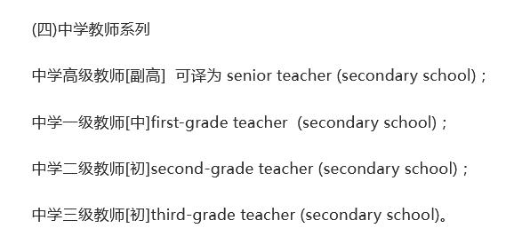 各种类别职称的英文翻译