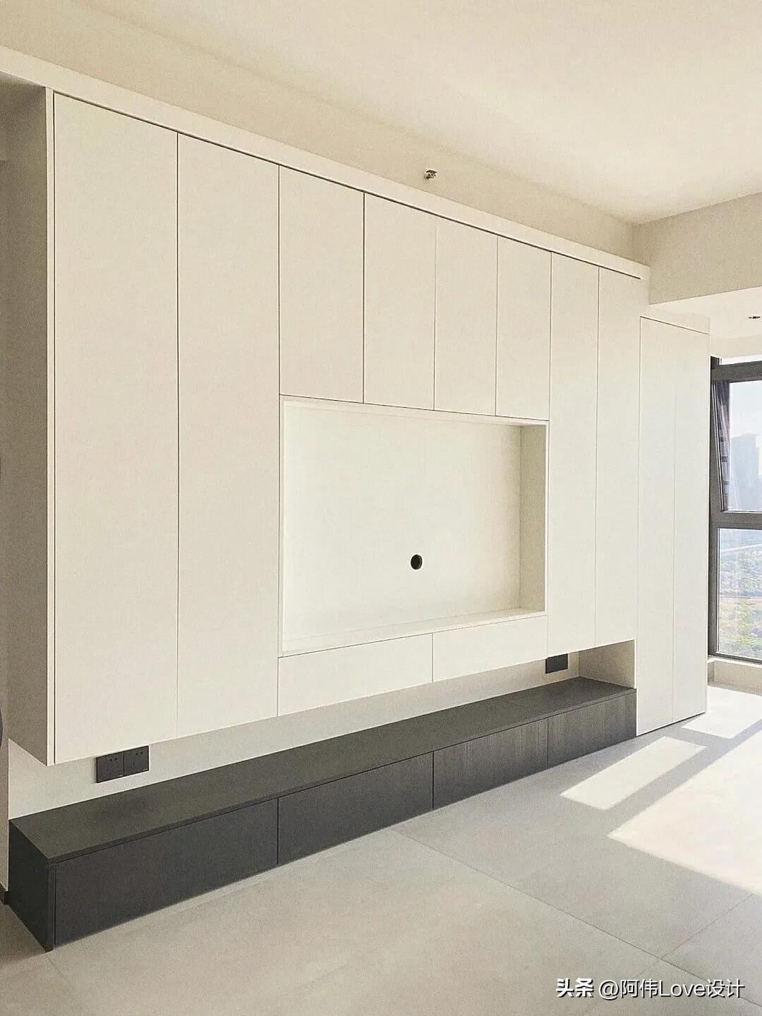 做个满墙电视柜增加收纳不香吗,悬空电视柜是开放格如何收纳