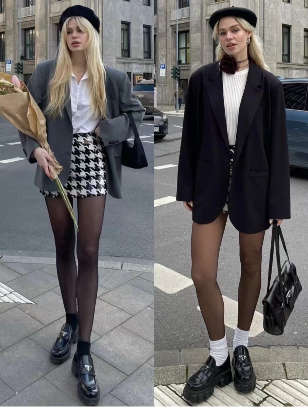 西装外套怎么搭配裙子好看气质,西装外套搭配时髦女士