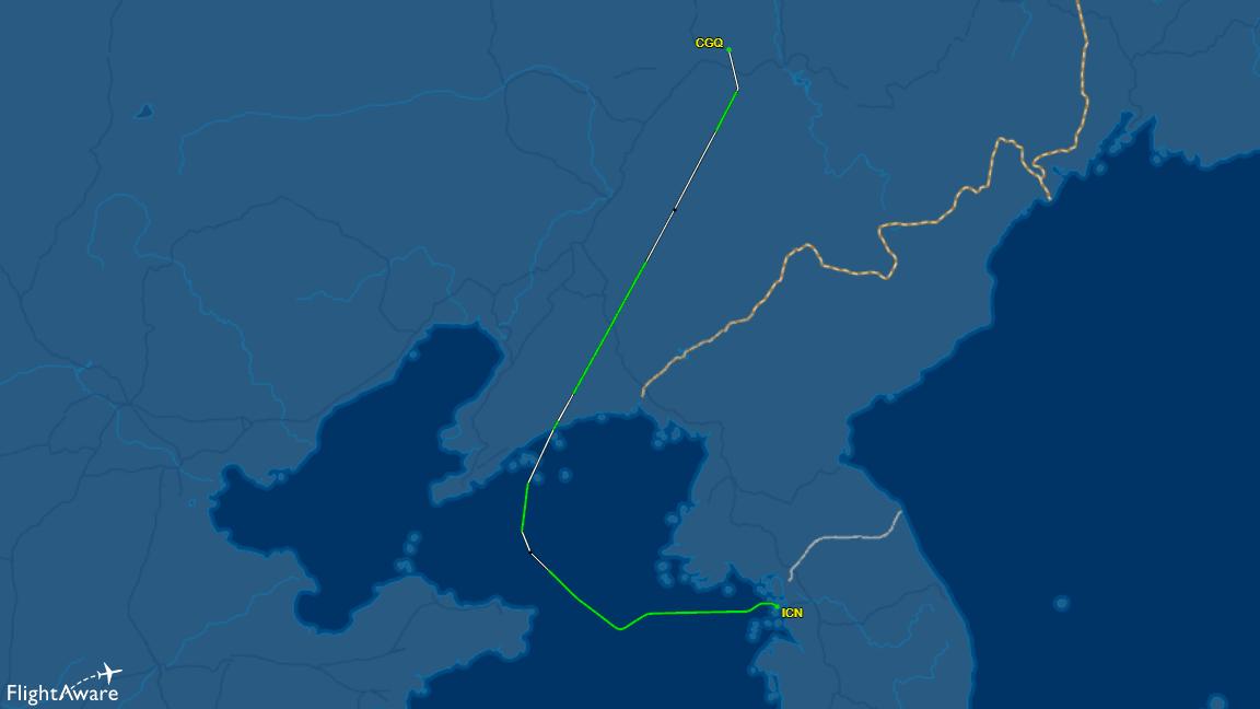 韩亚747-400浦东机场装货,韩亚航空飞长春七月信息