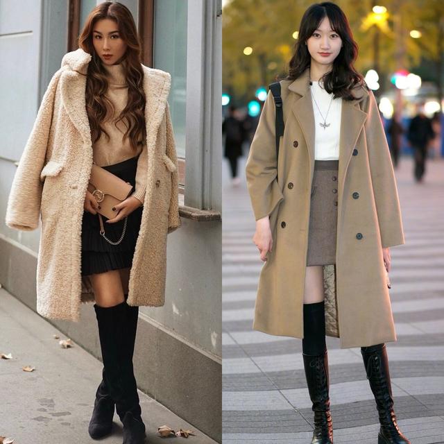 长大衣配短裙还是长裙,长呢子大衣搭配短裙