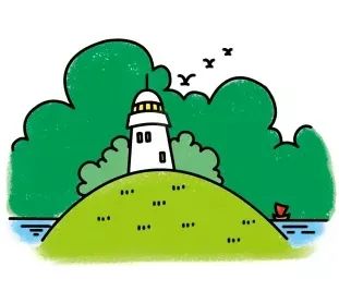 三分钟儿童春天风景简笔画马克笔,海边椰树风景简笔画图片大全