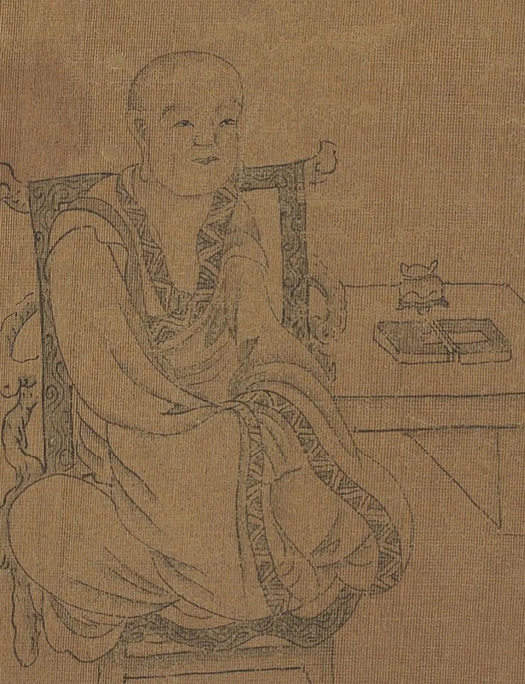 白描十八罗汉图片高清大图,清李公麟白描十八罗汉图