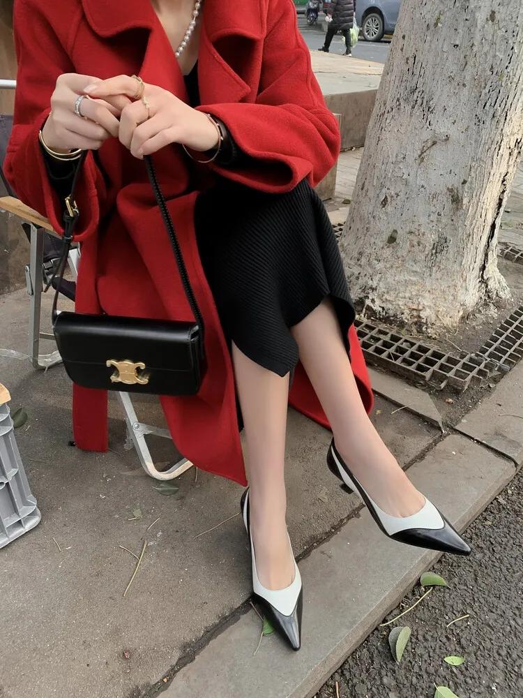 法式设计感复古小众方头单鞋,法式尖头单鞋设计师