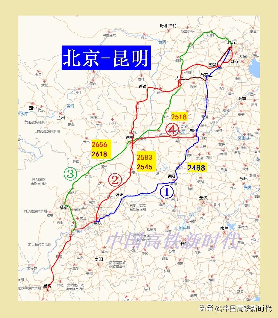京昆通道最快路线,京昆高铁安康至成都方向线路