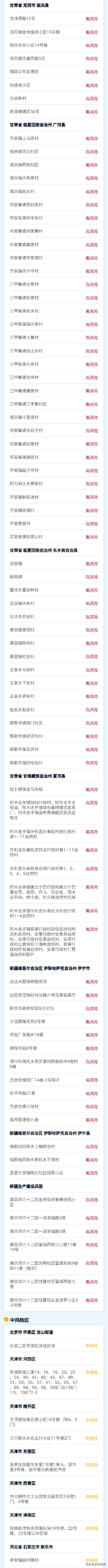 最新全国涉疫地区一览表在哪看,最新中风险地区疫情