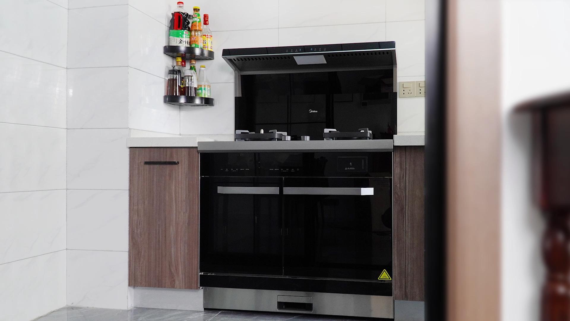 美的集成灶LS5开箱评测，首创顶侧双吸设计，油烟零逃逸