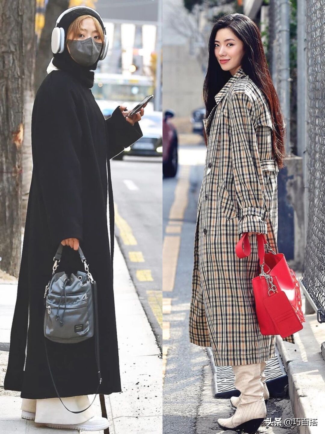 韩国女生街头风穿搭,韩系潮流穿搭女学生