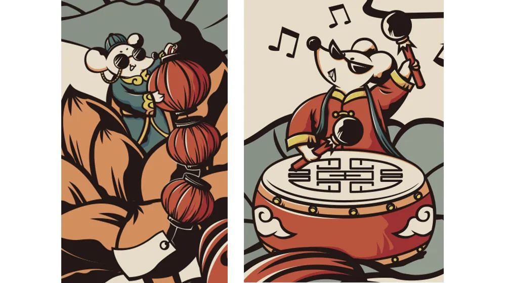 国潮风海报排版,国潮风插画作品介绍