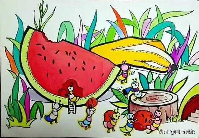 简单又好看的儿童创意画,儿童绘画创意4-6岁水彩笔或蜡笔