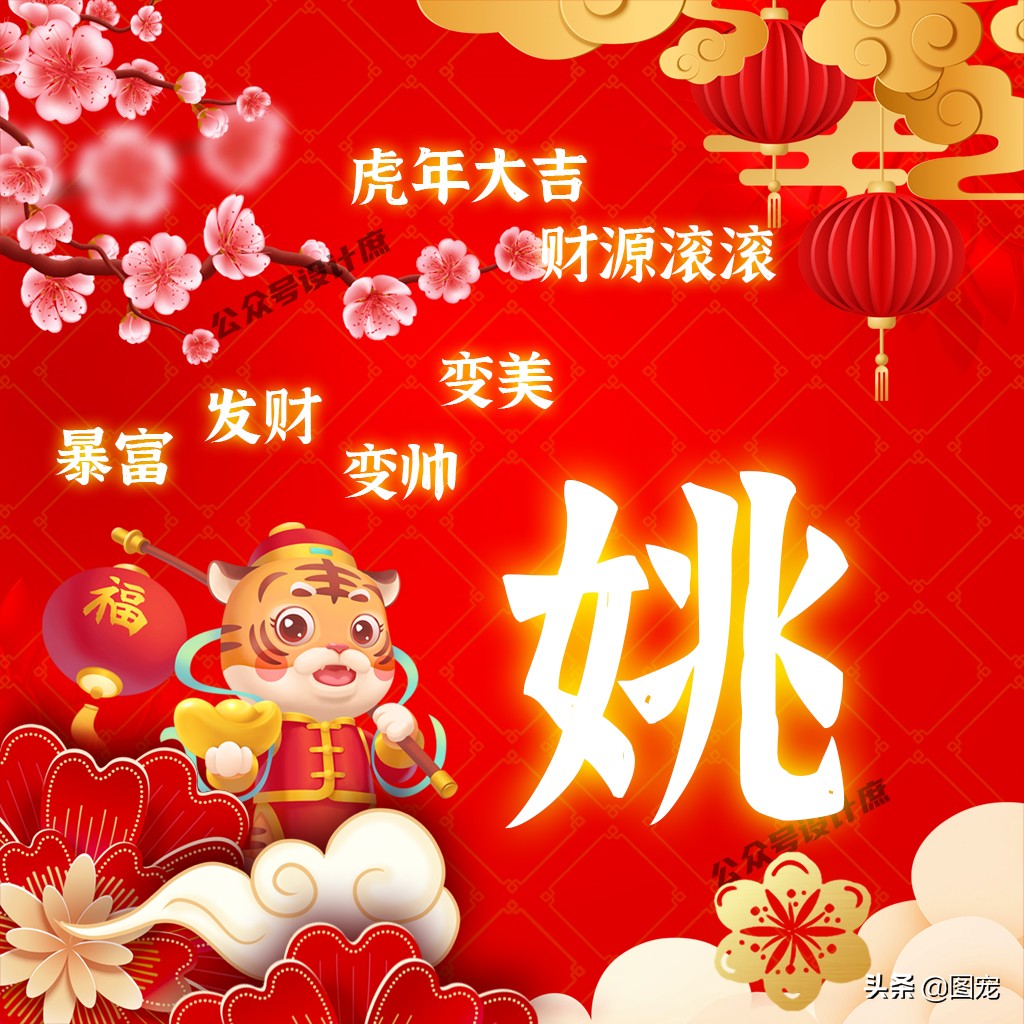 2023姓氏头像最新款虎年大吉,2022虎年姓氏头像好运霸气