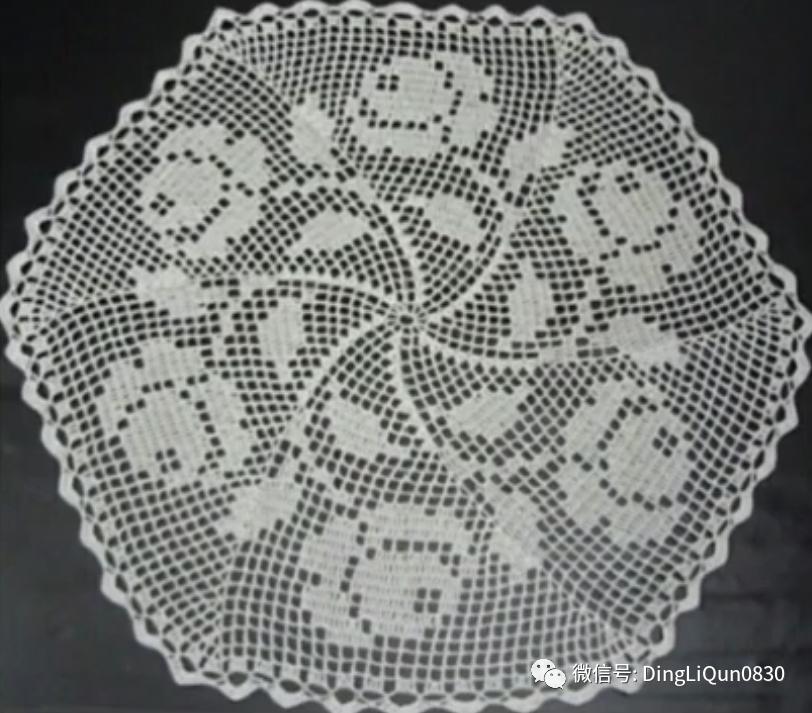 针织钩花小桌布,毛线编织钩花桌布图案