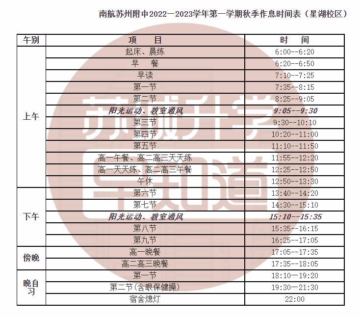 苏州学校作息时间调整通知,苏州中学周五几点放学