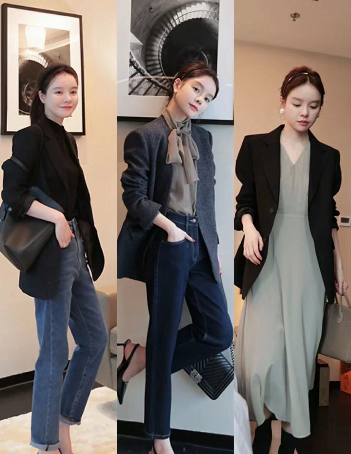 黑色冬天西装外套怎么穿搭才好看,春夏浅色系西装内搭推荐