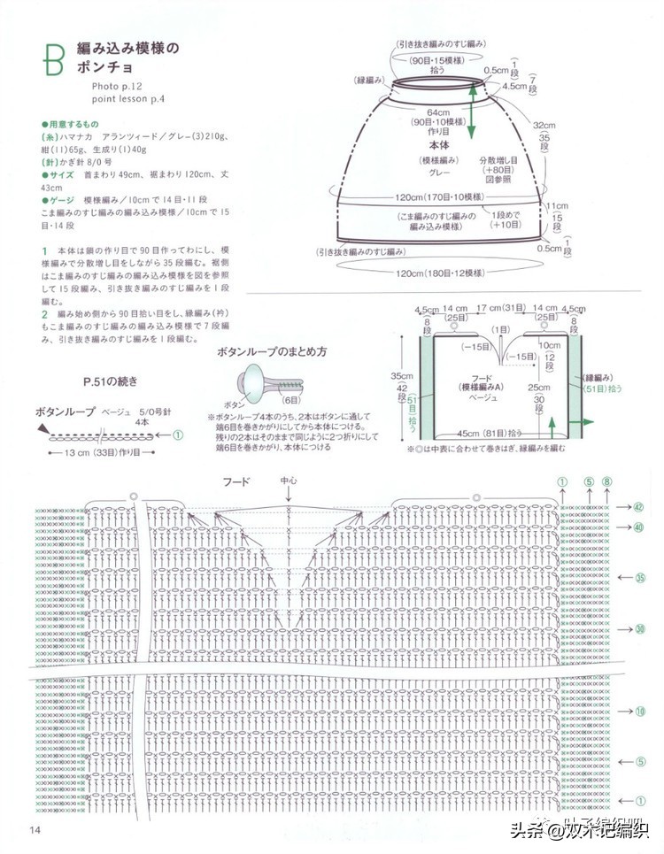 编绳斗篷披肩加厚冬款,斗篷保暖披肩棒针编织教程