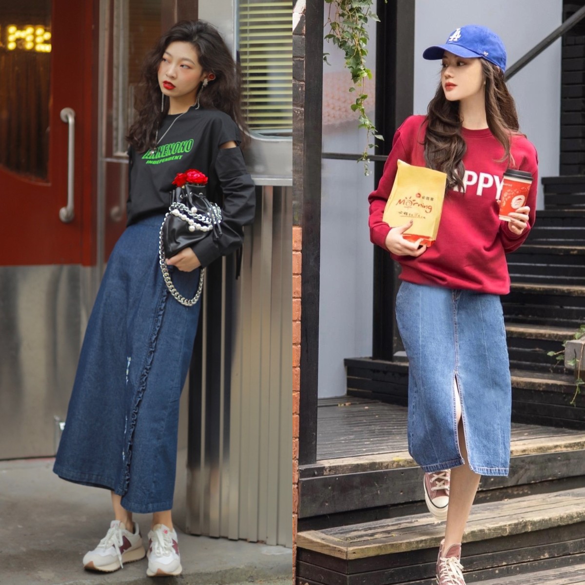 卫衣今年流行这样搭时髦又减龄,卫衣半裙秋天这样穿简直美爆了