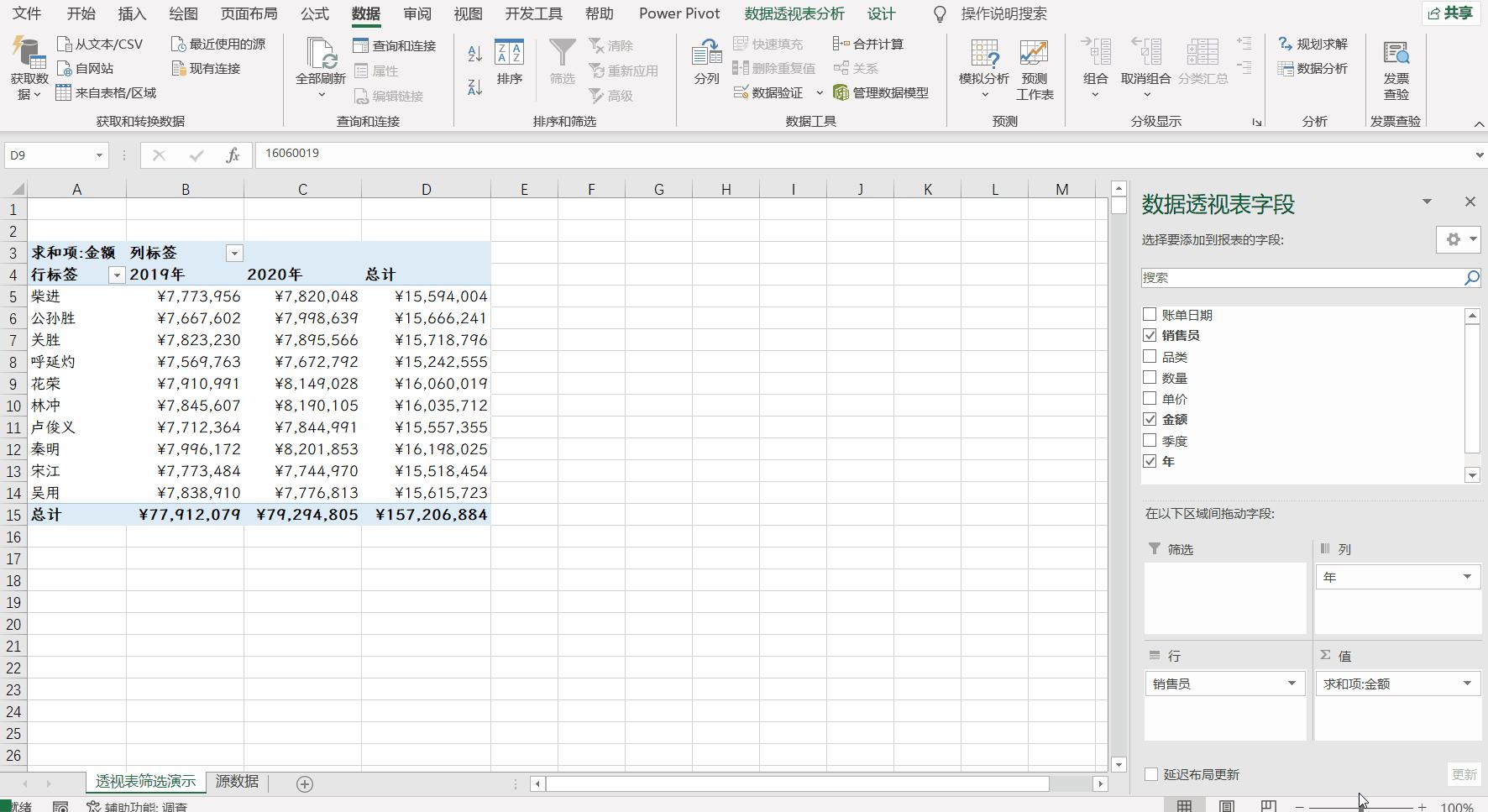 excel透视表筛选数据教程,透视表透视出来后怎么做筛选