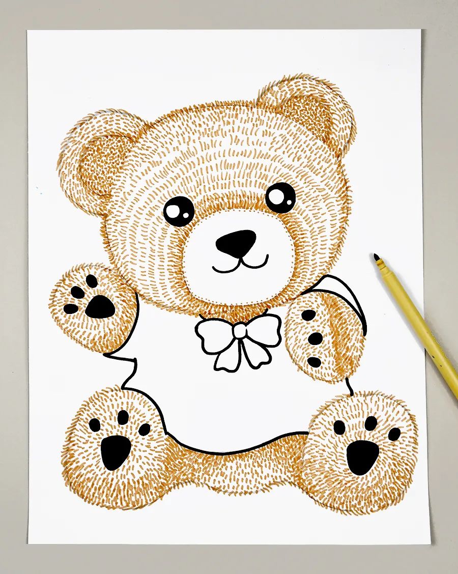 儿童画小熊简单又美丽,儿童画可爱的小熊