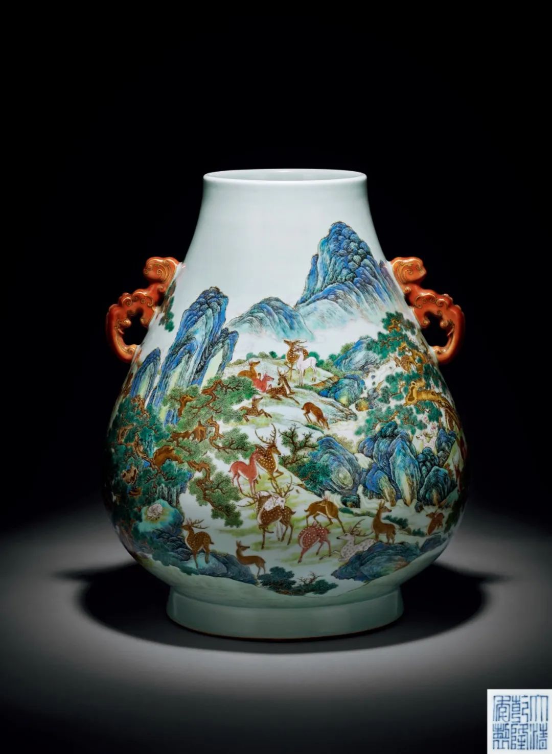 乾隆御制百鹿尊,清乾隆洋彩百鹿尊