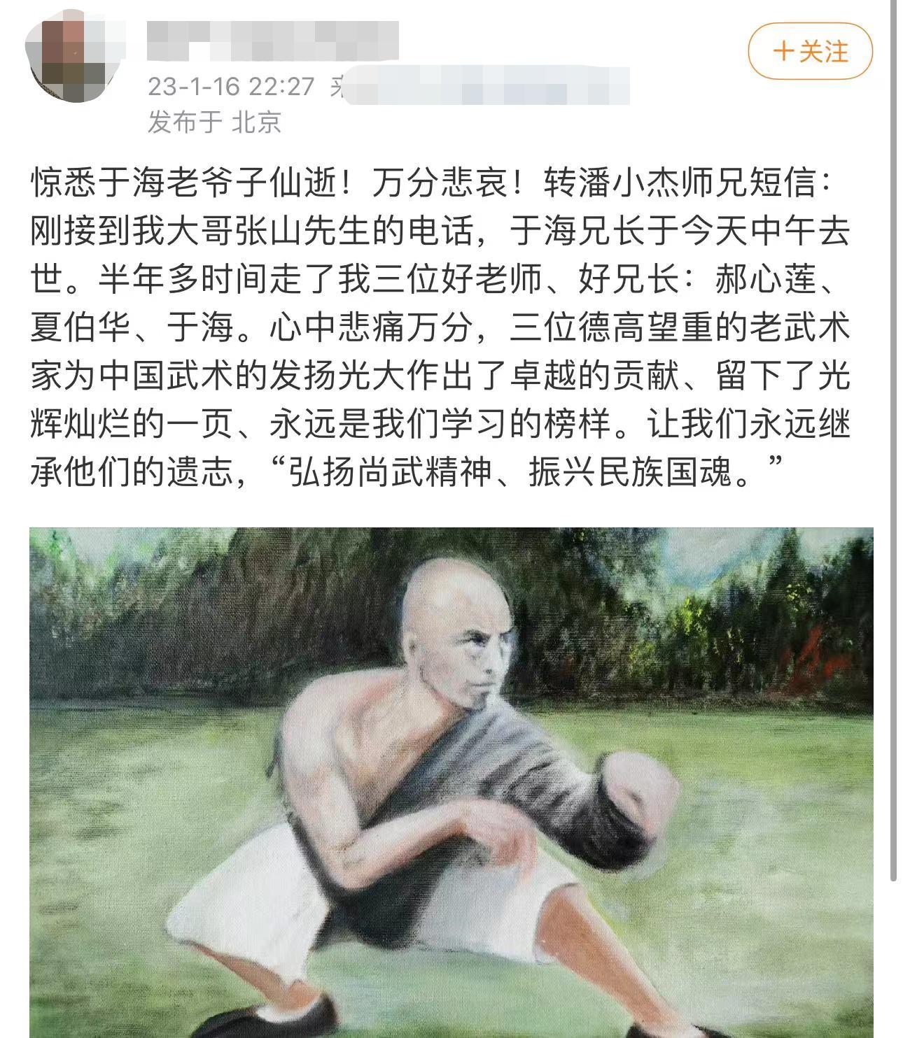 武术家于海逝世时间,武术大师于海简历