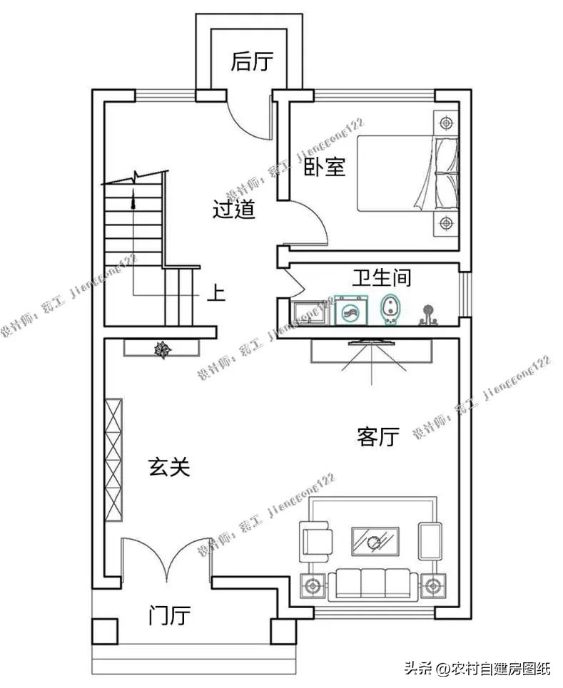 自建120平三层现代风小别墅设计图,自建120平三层中式小别墅设计图