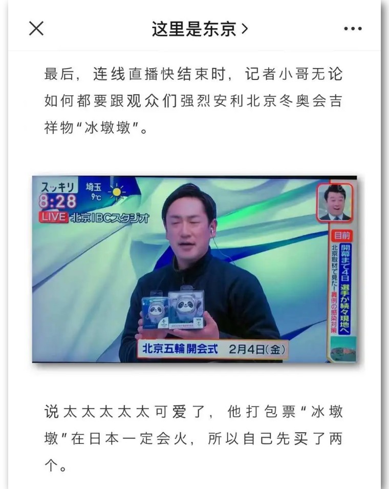 冰墩墩日本记者火了,喜欢冰墩墩的日本记者冬奥后续