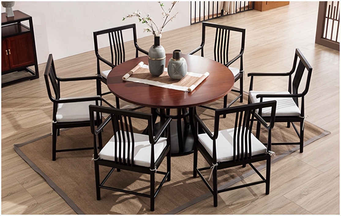 实木餐桌椅原木风,新中式实木餐桌椅